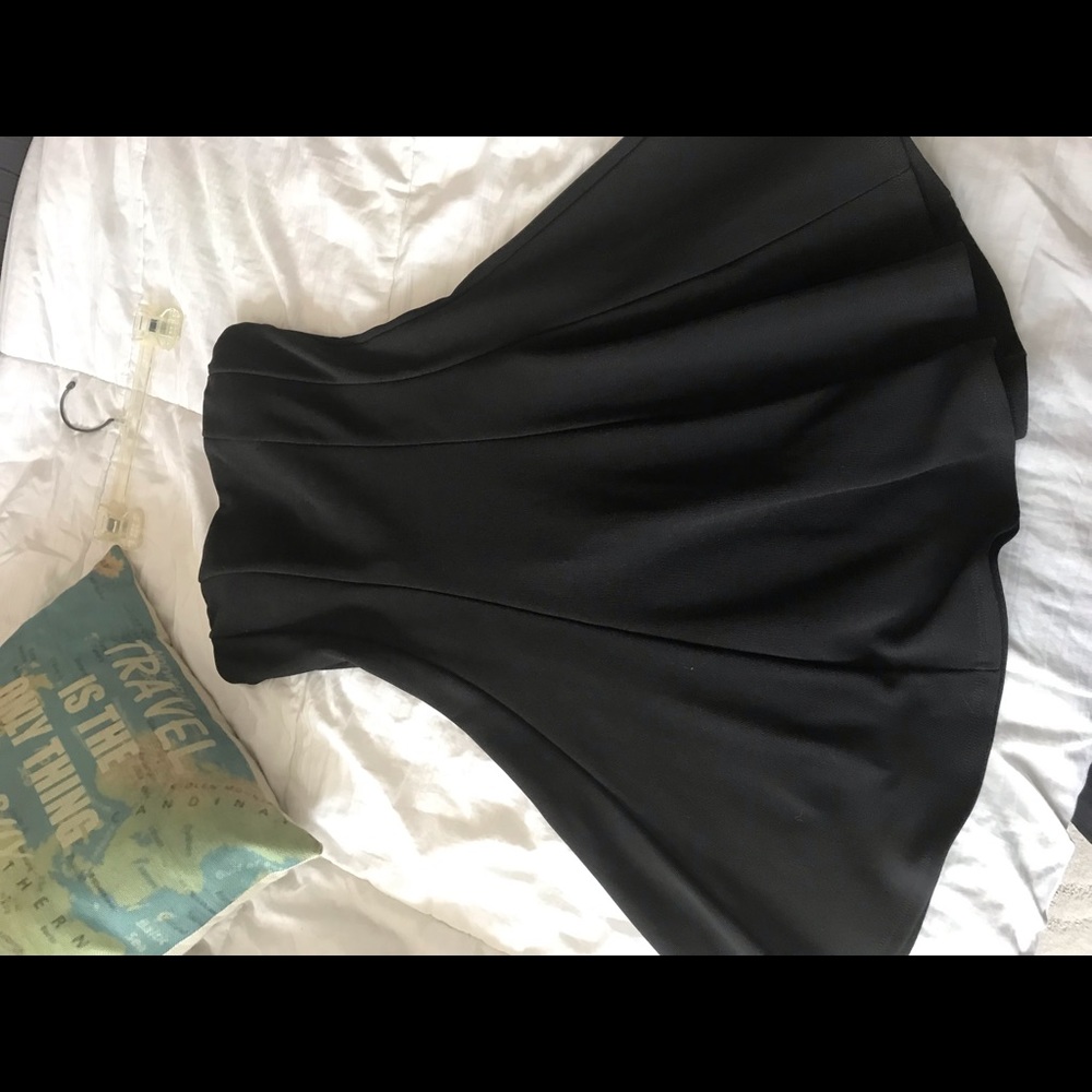 Black sleeveless skater dress